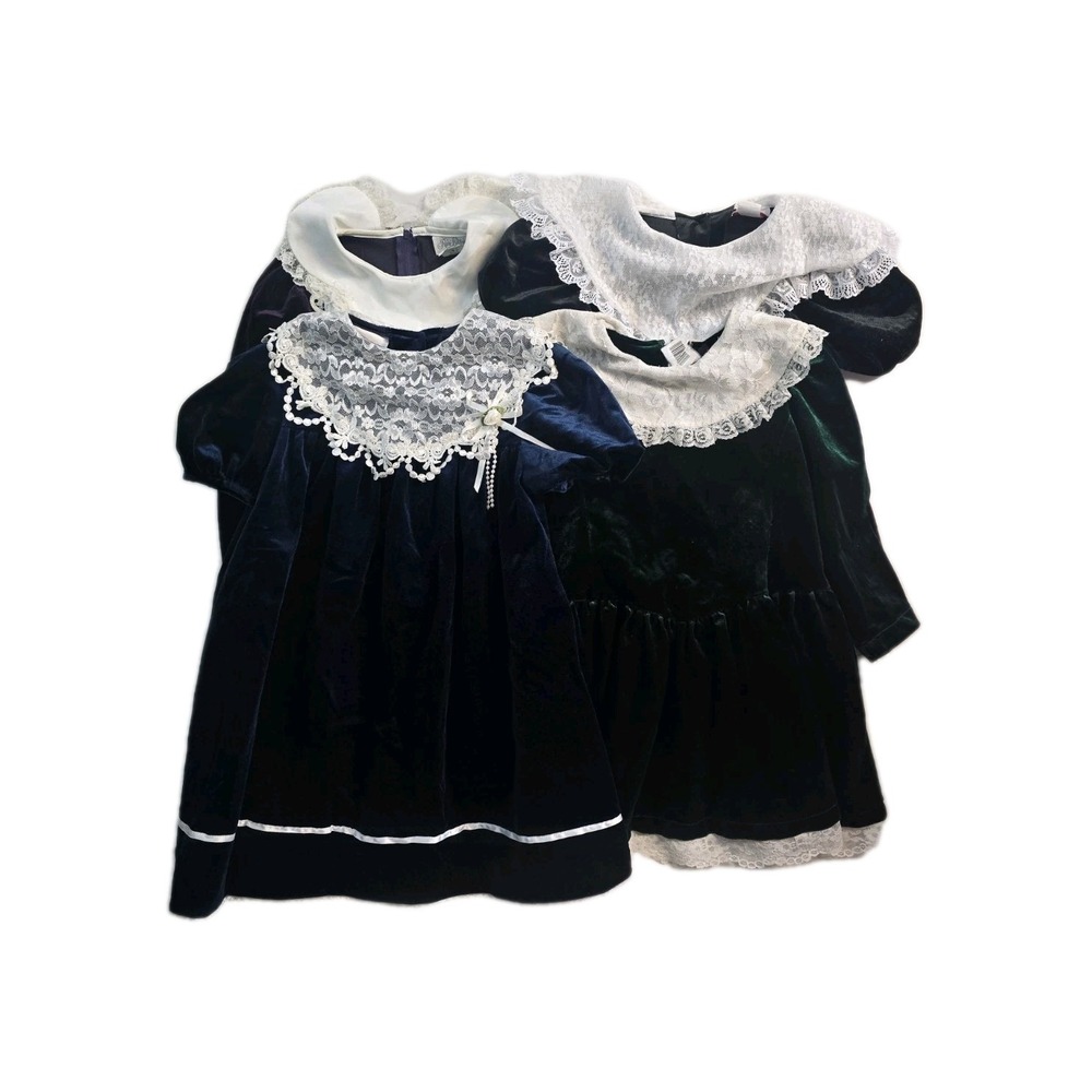Vintage Girls Dress 6 Long Sleeves Purple Lace  Rare Editions Lot Of 4